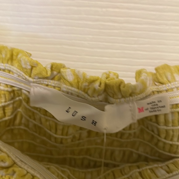Lush yellow smocked crop top hippie boho - Picture 6 of 8
